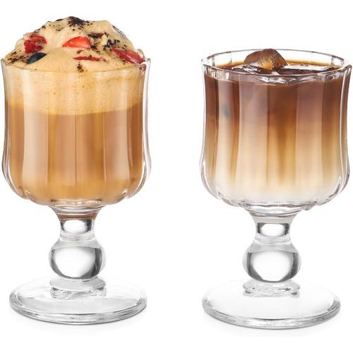 6 Bincoo Irish Coffee Glasses - 7oz Espresso Cups for Coffee Bar Accessories, Clear Tall Glasses for Iced Coffee, Latte, Cappuccino, Hot Chocolate, Hot Toddy, and Gift