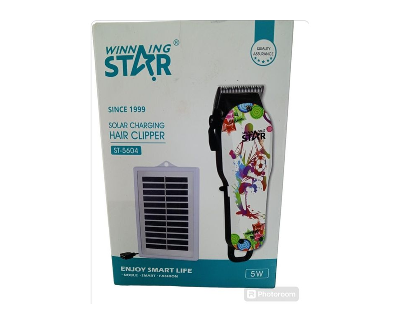 5W Solar Charging Hair Clipper With 0.8W/6V Solar Panel 18650 Lithium Battery 2200mAh - White