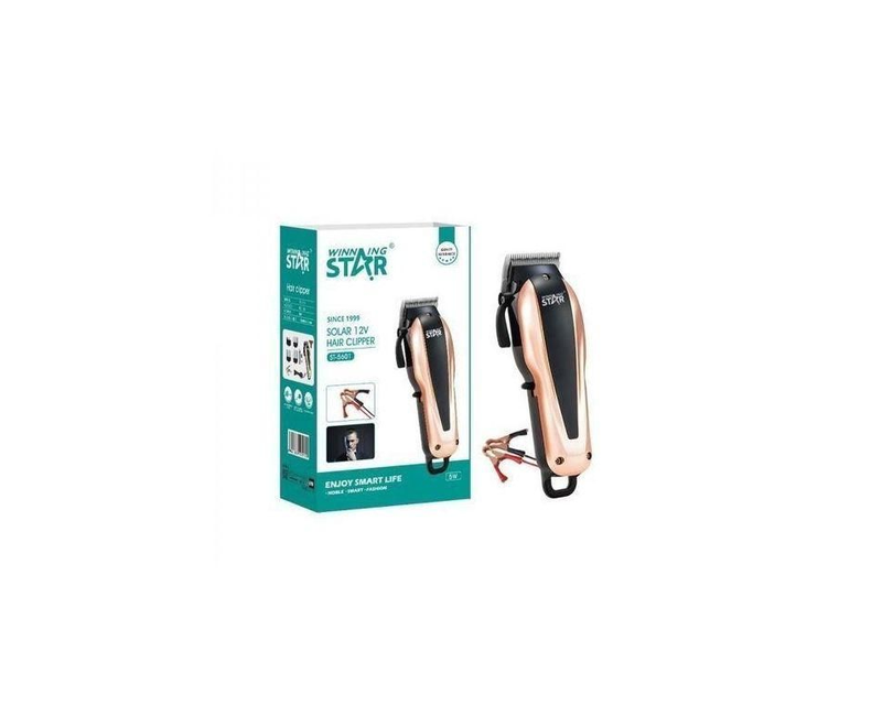 Professional Solar 12V Hair Clipper Shaving Trimmer Machine - Black