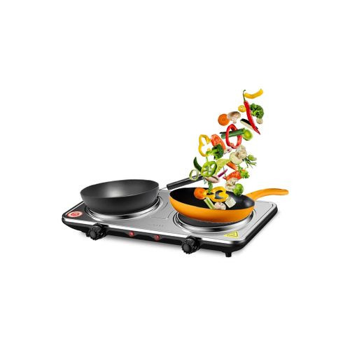 2 Burners Solid Electric Cooktop Stove-Silver/Black