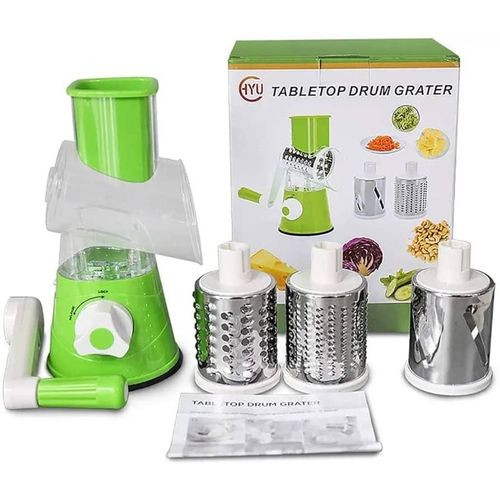 Stainless Steel Multi-function Vegetable Slicer Cutter Rotary Grater Kitchen Mandoline-Multicolours