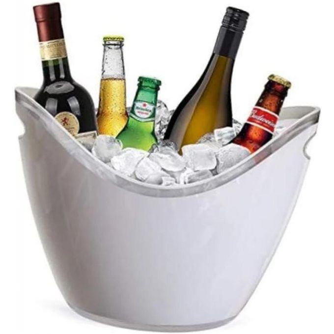 Transparent Acrylic Ice Bucket Plastic high-Performance Wine Drink Champagne Bucket Ice Bucket Insulated Non-Slip Base Durable-White