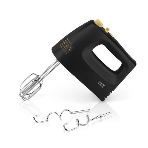 5-Speed Hand Mixer With Turbo Function And Detachable Steel Beaters To Knead Dough And Mix Ingredients When Baking -Black/White