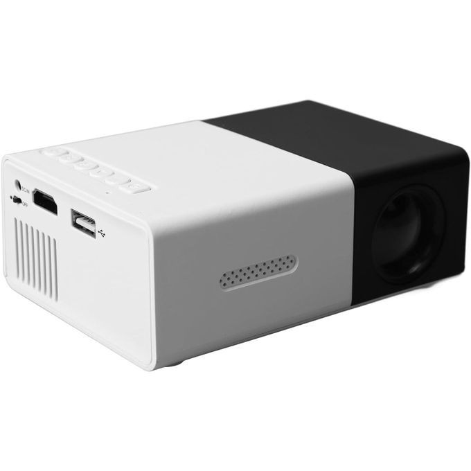 Mini Projector, Built-in Stereo Speaker Portable Multi-media Home Theater Projector with HDMI/AV/USB Interface 320x240 Resolution(Black-White)