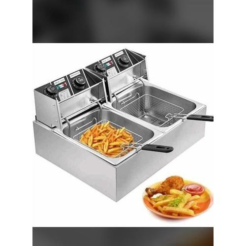 Double Deep Fryer Of 12 Liters-Silver