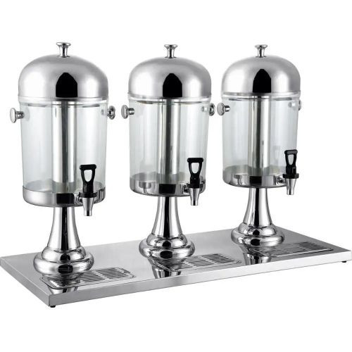 24 Liters Tripple Beverage Juices Dispenser With A Rod For Ice Cubes To Help Cool Drinks-Transparent