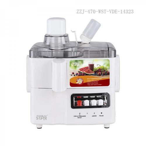 4 IN 1 Electric Multi-Functional 3-Speed Juicer Blender Extractor Fruit Stainless Steel PS Cup 4 Blade Meat Grinding Cup+ 2-Blade Grinding Cup Food Processor- White. Winningstar