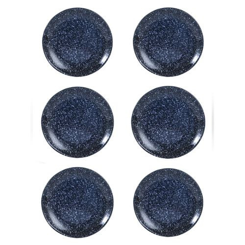 6 Pieces Quality Melamine Non Breakable Plates Designed Like Marble-Grey