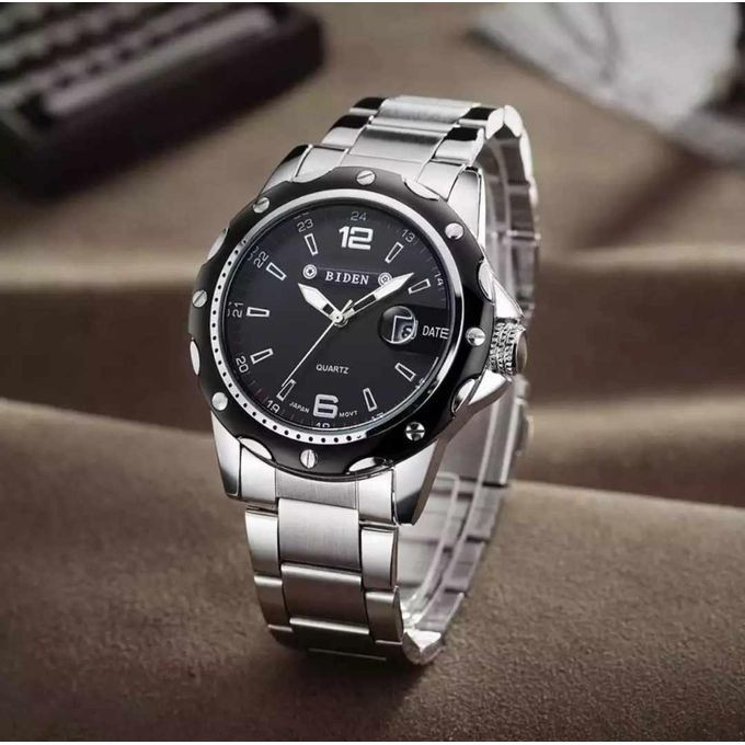 Stainless Steel Waterproof Analog And Dated Men's Watch - Silver, Black