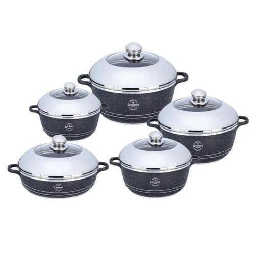 10 Pieces Die Cast Non Stick Cookware Set-Black/Silver
