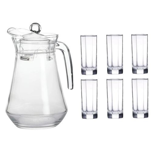 7 Pieces Strong Glasses And Jug Set-Transparent