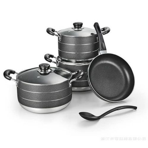 8 Pieces Set Of Cookware Saucepans Serving Dishes With Glass Lids-Multicolour