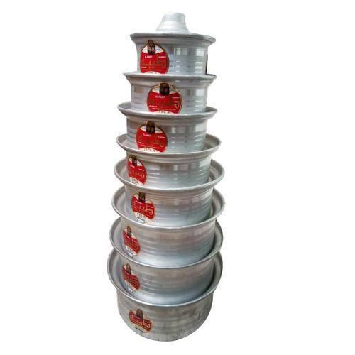 Pure Alluminium 7 Pieces Saucepans For Cooking-Silver