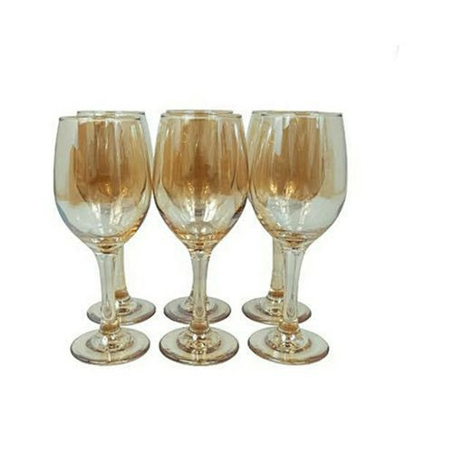 Set Of Gold Leaf Wine Glasses-Gold