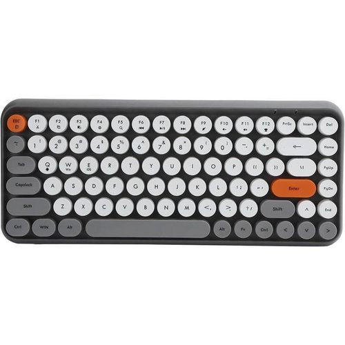 Keyboard, Ergonomic Bluetooth Keyboard, Portable Computer Keyboard, 84 Keys Retro Round Keycap Gaming Keyboard, Mini Keyboard with Multicolor Keys for Gaming Office - Gray