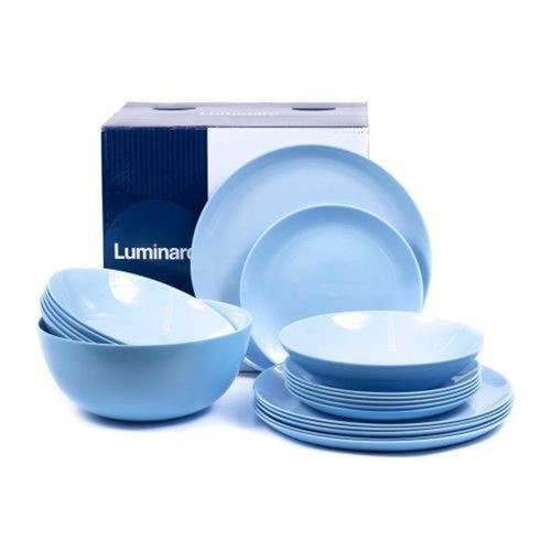18 Pieces Set Of Ceramic Soup Bowls Dinner Plates And Side Plates-Blue