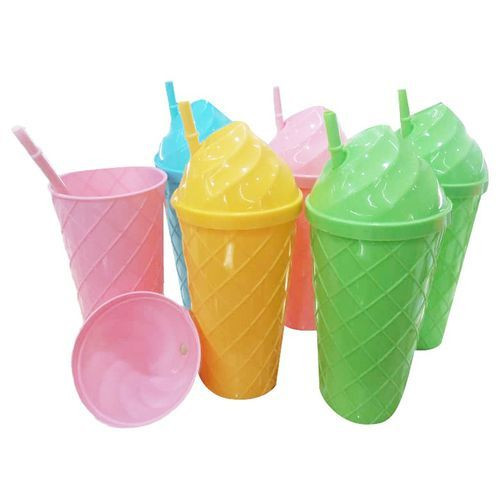 6 Pieces Plastic Colorful Tumblers With Straws And Lids-Multicolor