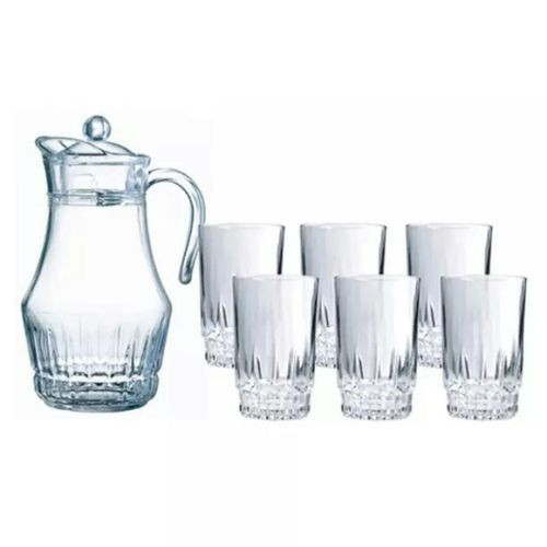 Popular Jug Pitcher And Quality 6 Drinking Glasses-Transparent