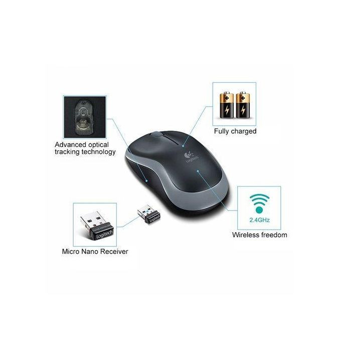 Logitech M220 Wireless Optical Mouse, Wireless Range: 10m (Black)