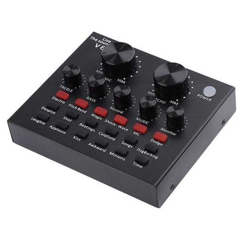 V-8 Sound Card Mixer Audio Interface External Streaming USB