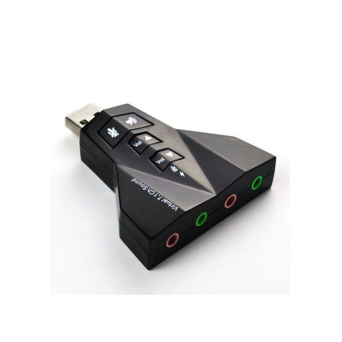 7.1 Channel Double Adapter USB AUX Jack External Stereo Sound Card for Headphone Speaker PC