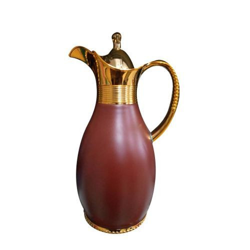 Breakable 0.95 Liters Thermal Flask With Unique Design-Brown/Gold