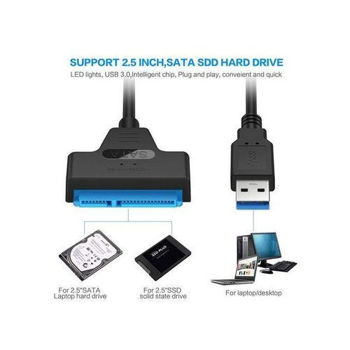 SATA To USB 3.0 Cable Adapter 2.5 Inch SSD Hard Drive Reader-Black