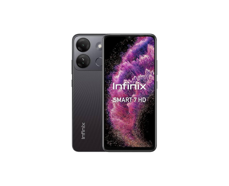 Infinix Smart 7 HD X6516, 6.6″ HD+ IPS LCD, 2 GB RAM (up to 4 GB Virtual), 64 GB ROM, 8 MP Dual Rear Camera, 5 MP Selfie, 5000 mAh (10 W Charge), Dual SIM – Color May Vary