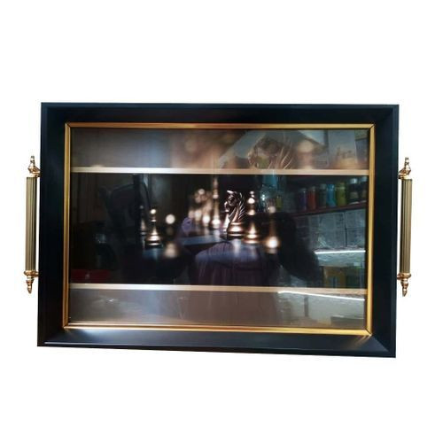 Beautiful Wooden Acrylic Tray For Elegant Kitchens-Black