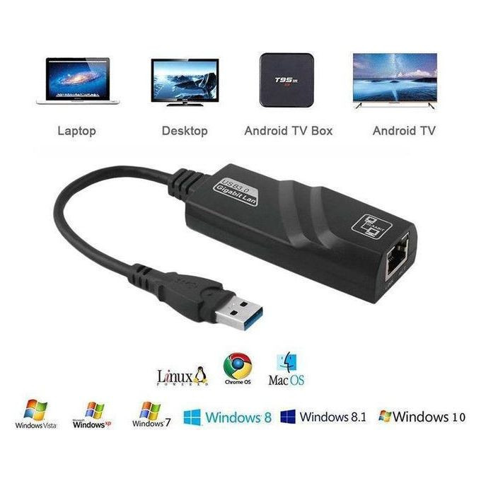 USB 3.0 High Speed Ethernet Network Adapter-Black