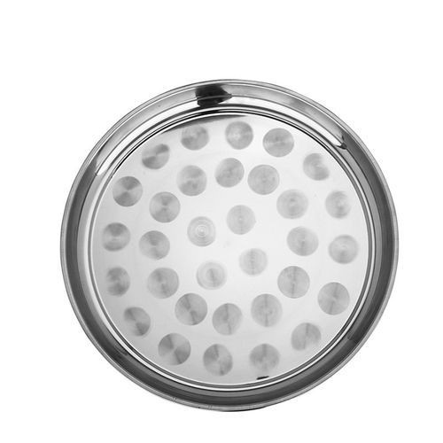Round Stainless Steel Tray Sania For Serving Food And Drinks - Silver