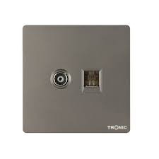 Tronic SR 1G TV Socket Black COMPLETE SR 5311-BK-TTSB