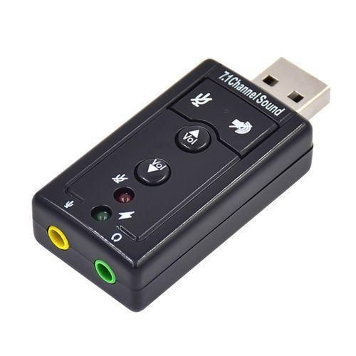 USB External Stereo Sound Adapter USB 7.1 Channel Sound- Black