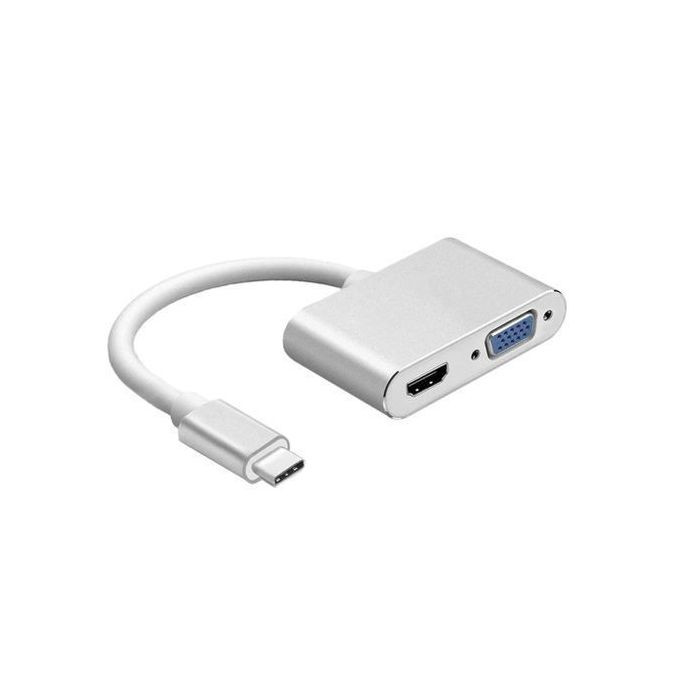 2in1 USB Type C Hub 4K HDMI & VGA Port Display Adapter Splitter Box
