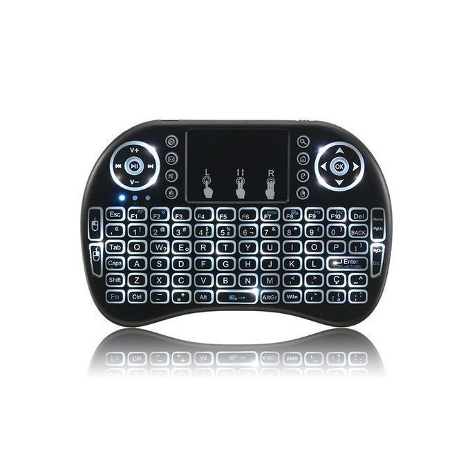Wireless Backlit Mini Keyboard Touchpad Remote Control Air Mouse - Black