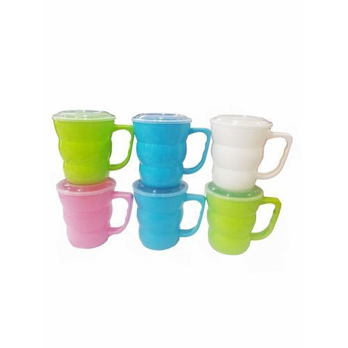 6 Pieces Of Plastic Cups With Covers For Tea, Coffee