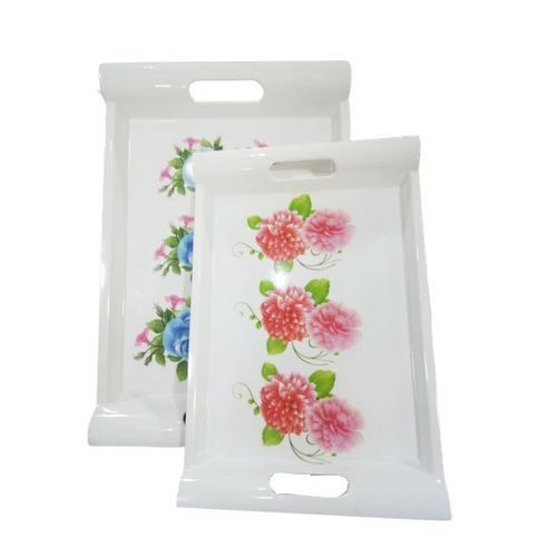 Melamine Tray For Serving Flower May Vary-White