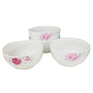 6 Pieces Set Of Quality Ceramic Soup Bowls Flower Varies-White.