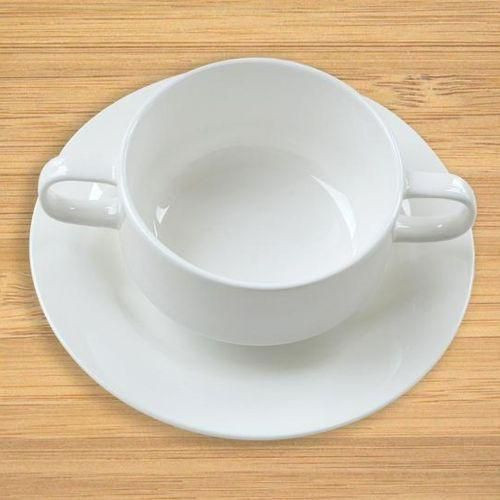 1 Piece Of Quality Ceramic Soup Bowls With 6 Saucers-White
