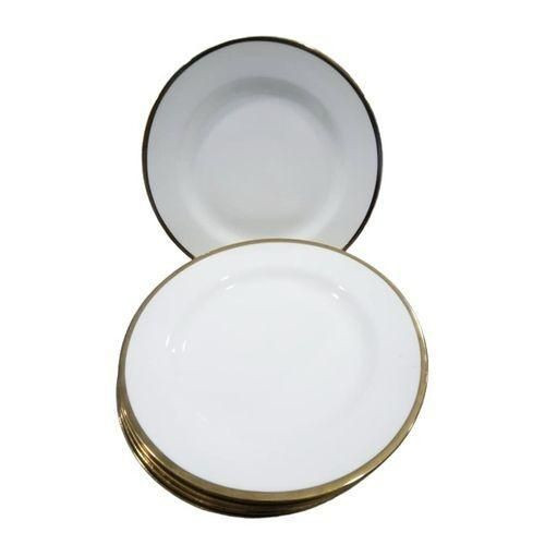 Ceramic Dinner Plates With Gold Rim-White