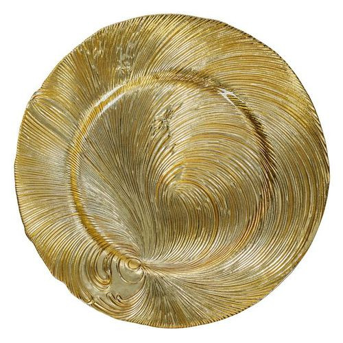 6 Pcs Of Ceramic Charger Plates For Decorations - Gold/Cream