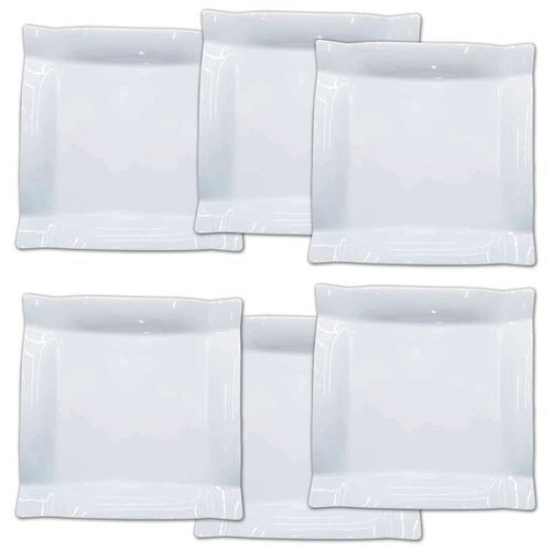 6 Pieces Melamine Square Dinner Plates - White