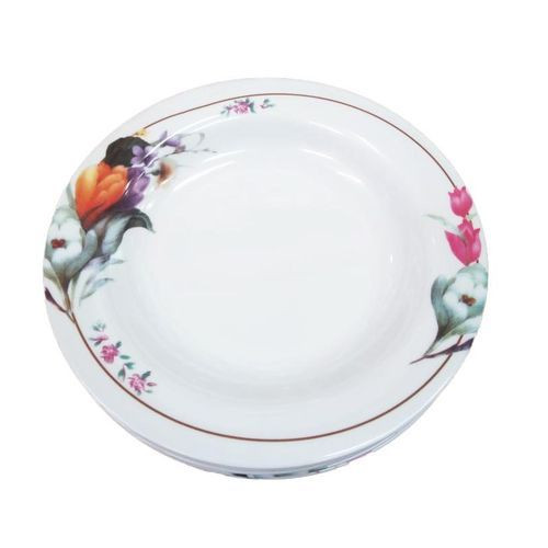 6 Pieces Melamine Soup Plates/Flower May Vary-White