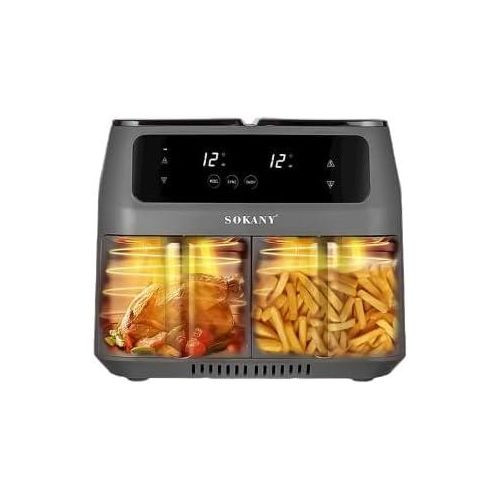 8 Liters Double Airfryer Fast Cooking With Convention Technology-Black/Grey