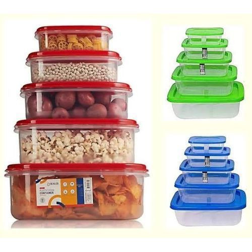 5 Pieces Plastic Containers For Storage Color For Lids Vary-Transparent