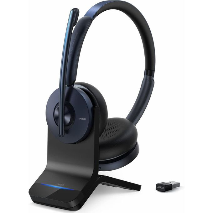 PowerConf H700 with Charging Stand, Bluetooth Headset with Microphone, Active Noise Cancelling, Audio Recording and Meeting Transcription, AI-Enhanced Calls, Compatible with Conference Platforms -Black