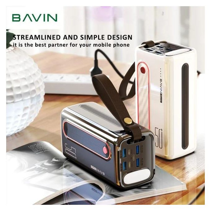 Bavin PC066 Power Bank 50000mAh Large  Capacity Power Bank Multiple Input And Output w/ Built-in Flashlight Full Charge can Last Up To1week For Tablet Cell Phones Digi Cams And Gaming- Multicolor