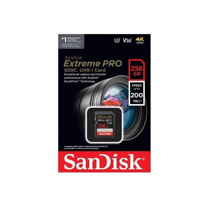 Sandisk 256GB Extreme PRO SDXC UHS-I Memory Card - C10, U3, V30, 4K UHD, SD Card - SDSDXXD-256G-GN4IN, Dark gray/Black