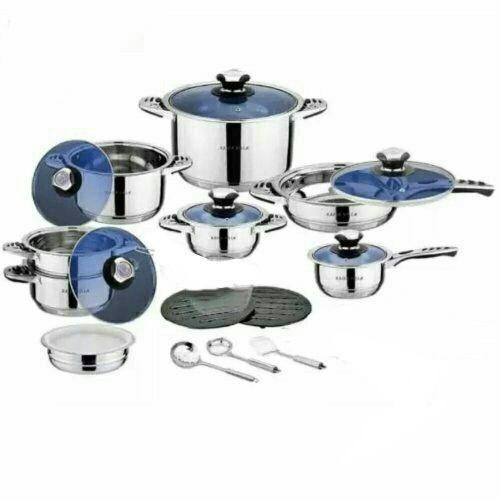 21 Pieces Of Heavy Stainless Steel Saucepans Cookware-Silver.