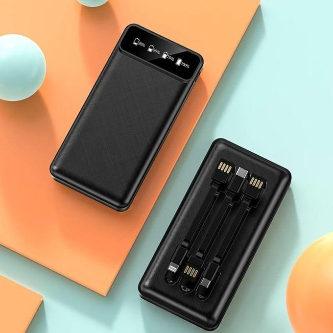 Gold africa USB Fast Charging Mobile Power bank 10000mah 4 in1 Built in Cable Portable Li-polymer Batteries For Digital display Cellphone Power Bank- Multicolor